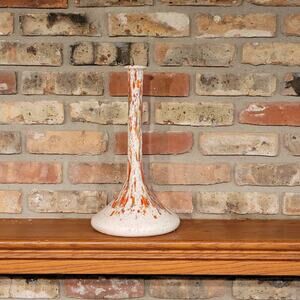 Vintage Ceramic Vase Splatterware Drip, Retro Narrow Neck Tall 15", MCM